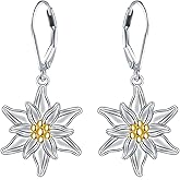925 Sterling Silver Leverback Earrings Drop Dangle for Women Flower Jewelry Birthday Gift