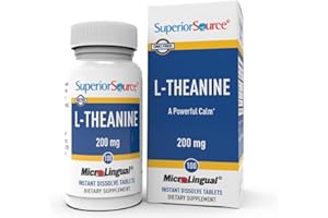 Superior Source L-Theanine 200 mg, MicroLingual Instant Dissolve Tablets, 100 Ct, Promotes Relaxation & Facilities Restful Sleep, Non-GMO