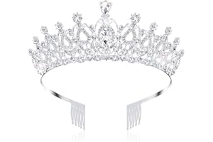 AOPRIE 1980s Tiaras and Crowns for Women Silver Princess Tiara for Little Girls Crystal Crowns and Tiaras Hair Accessories for Wedding Prom Bridal Birthday Party Halloween Costume Christmas Gifts
