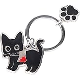 Mikovivi Black Cat Keychain, Horror Kitty Key Chain with Paw Pendent Animal Cute Cool Key Ring Kitty Bag Charm Halloween Funny Decoration Ideal for Women Men Cat Lover Gifts(Axe)