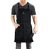Dadidyc Black Denim Aprons for Men/Women with Pockets Tool Apron Waterproof Adjustable Canvas Apron Lightweight Kitchen Apron Work Apron