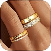 THUNARAZ 18K Gold Plated Dainty Stacked Rings Women Elegant Stackable Ring Sets for Women Gold Cubic Zirconia Thumb Rings Gold Silver Non Tarnish Wedding Bands Promise Stacking Ring Jewelry