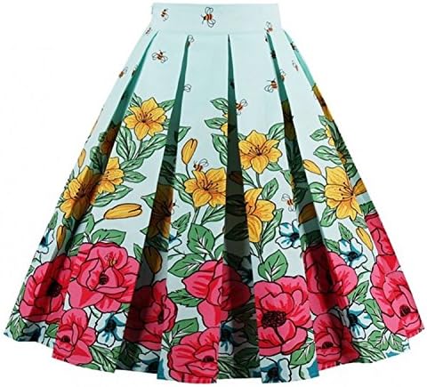 Elegant High Waist Flower Skirt Women Summer Autumn Long Saias Skirts Femme Vintage Floral Saia Midi Swing Skirt Retro Print picture color S