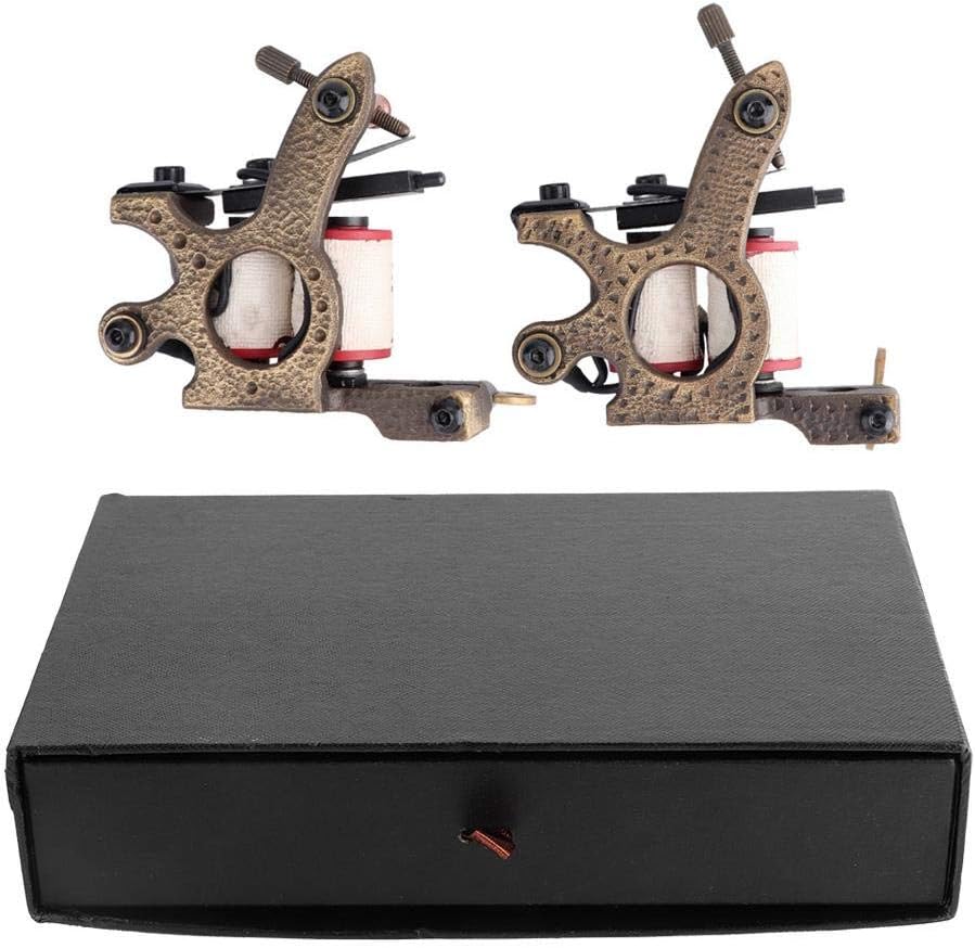 Coils Tattoo Machine, 2pcs Brass Coils Tattoo Machine Straight Shader Circle Liner
