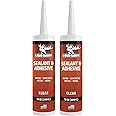 Liquid Rubber Caulk - Hybrid Silicone Adhesive and Protective Sealant, Clear, 2 Pack