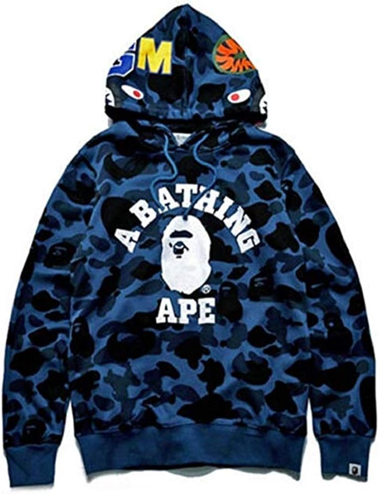 Men's Bape A Bathing Ape Full Zip Shark Head Camo Hoodie Coat Sweatshirt Jacket