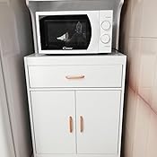 Credenza Mobile Con Ruote Per Microonde - 3 Ante, 1 Cassetto, Bianco 89x40x89cm - Foto 3