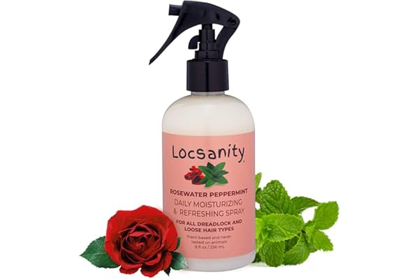 Locsanity Daily Moisturizing Refreshing Spray for Locs, Dreadlocks - Rose Water and Peppermint Hair Scalp Moisturizer, Dreadlock Spray - Natural Loc Care and Maintenance (8oz)
