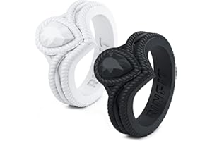 Rinfit Silicone Rings for Women - Pear Engagement Silicone Ring - Womens Rubber Wedding Bands - Patented Design