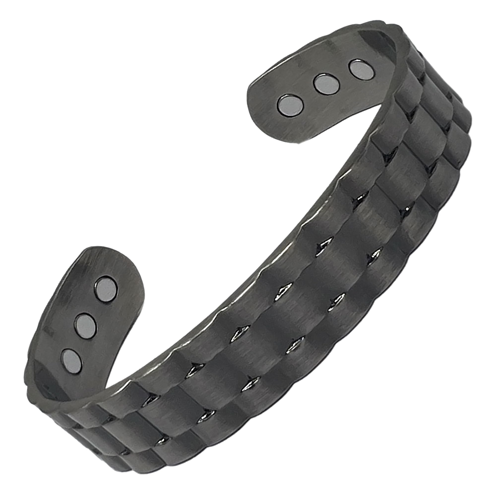 MnB Magnetics Pure Copper Magnetic Bracelet in a Rolex Jubilee Design - Extra Strong Magnets (Large, Pewter)