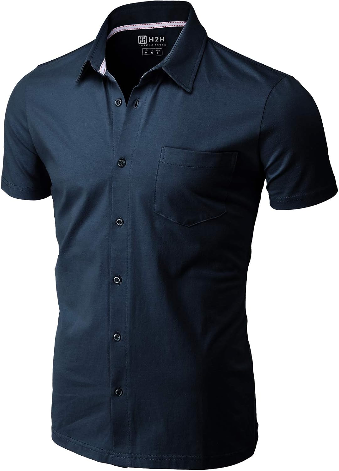 H2H Mens Dress Slim Fit Shirts Short Sleeve Business Shirts Basic Designed Breathable at  Men’s Clothing store