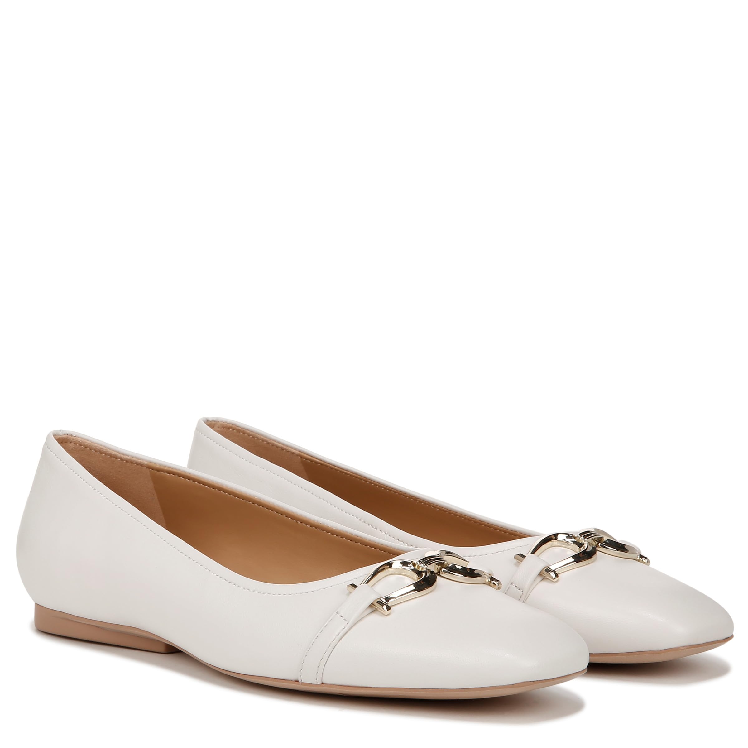 Naturalizer Womens Charlotte Ballet Flat Warm White Leather 11 M