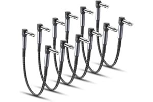 Ruxely Guitar Patch Cables 6-Inch 6-Pack,6.35MM Effects Pedal Board Cord,Nylon Braided 1/4" Right-Angle Instrument Audio Cabl