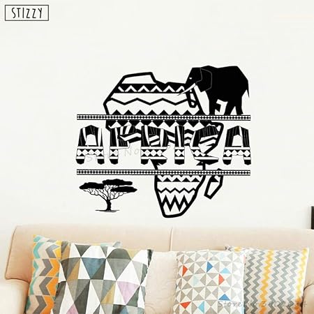 yaoxingfu Tatuajes de Pared Diseño de Mapa Africano Pegatinas de ...