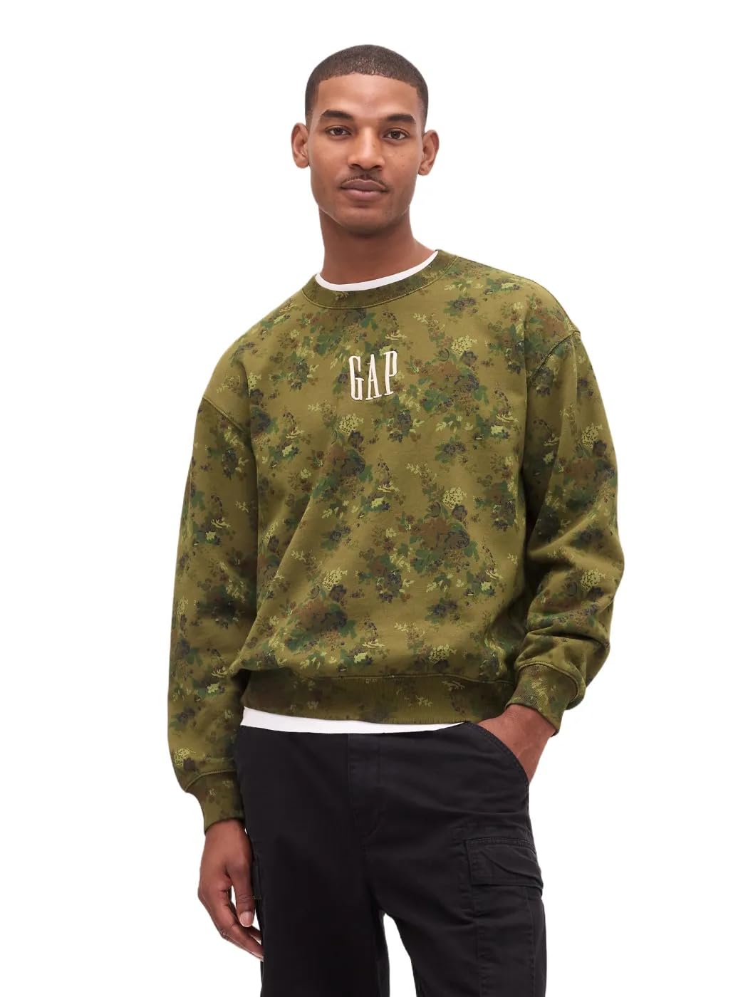 GAP Mens Logo Crewneck Fleece Sweatshirt Floral Print XS