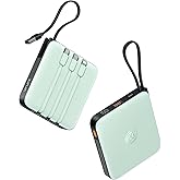 VRURC Portable Power Bank Built-in Cables, 20000mAh 22.5W Fast Charging USB C Battery Pack, Phone Charger Battery, for iPhone 16 15 14 13 12 11 Samsung Galaxy S23 S22, Green(1 Pack)