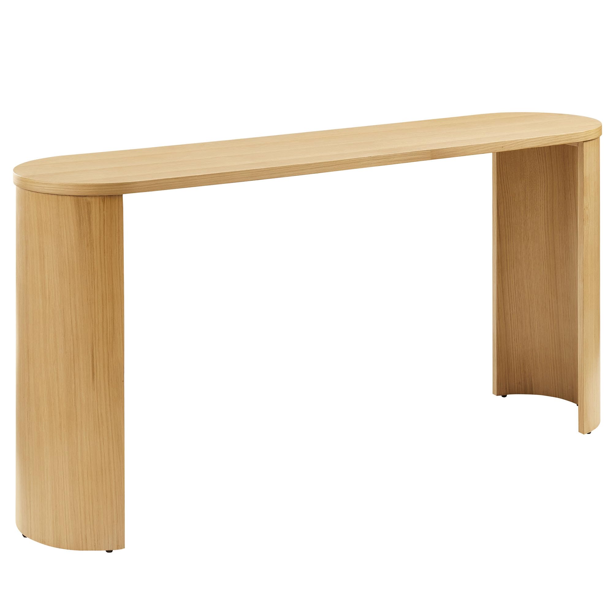 Photo 1 of Modway Aspect 60 Inch Oval Console Table in Oak with Reversible Arched Legs - Modern Oval Wood Narrow Entryway Table - Curved Profile Design Thin Sofa Table for Hallway or Living Room