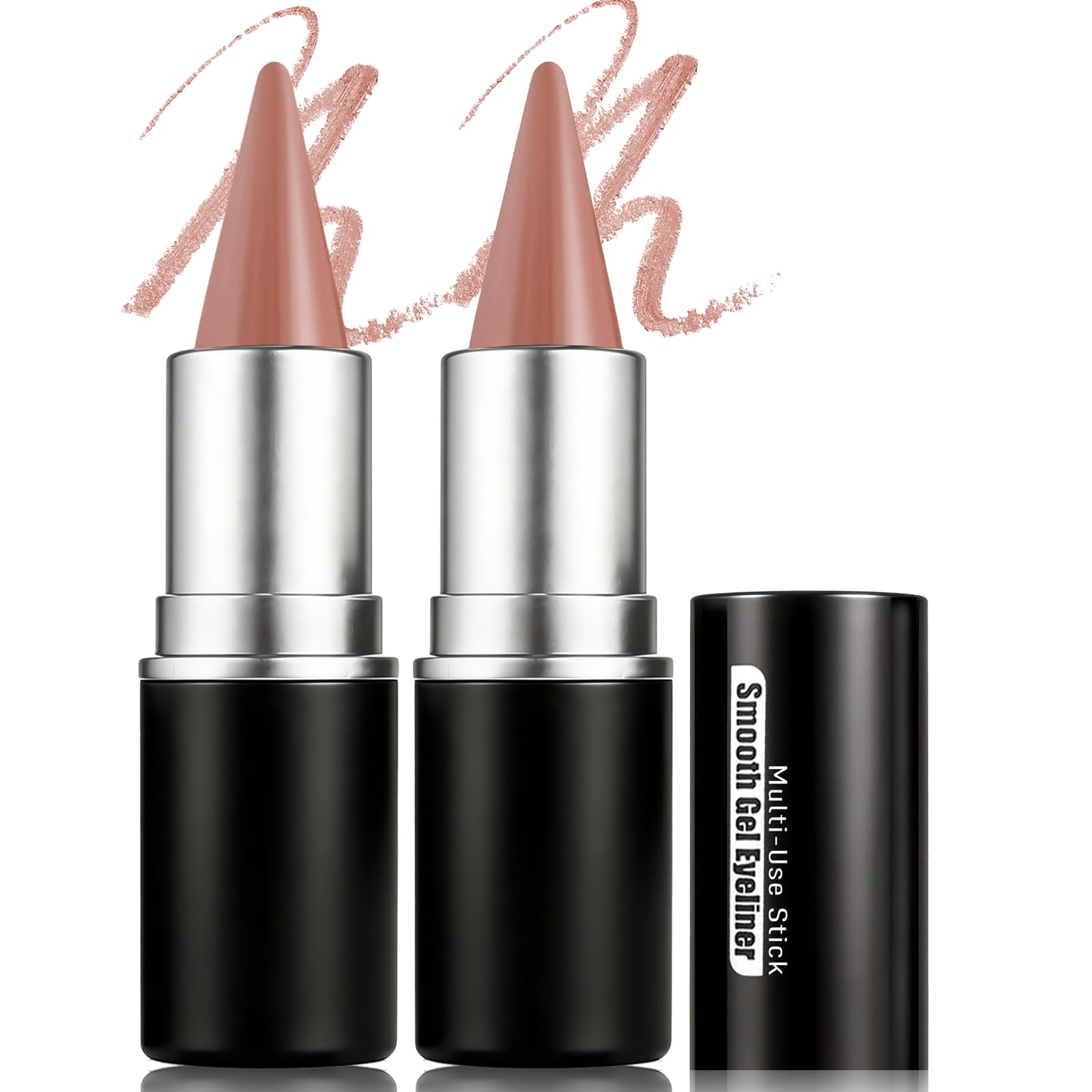 Photo 1 of Wugbc 2PCS Light Brown Gel Eyeliner Set, Waterproof Smooth Waterline Eye Liner Pencil, Smudge Proof Cream Eyeshadow Stick Highly Pigmented Multi-use Matte Eyeliner Pen Bold Smoky Eye Makeup for Women