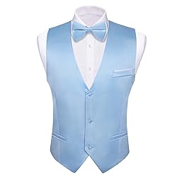 Barry.Wang Mens Baby Blue Formal Suit Vest V-neck