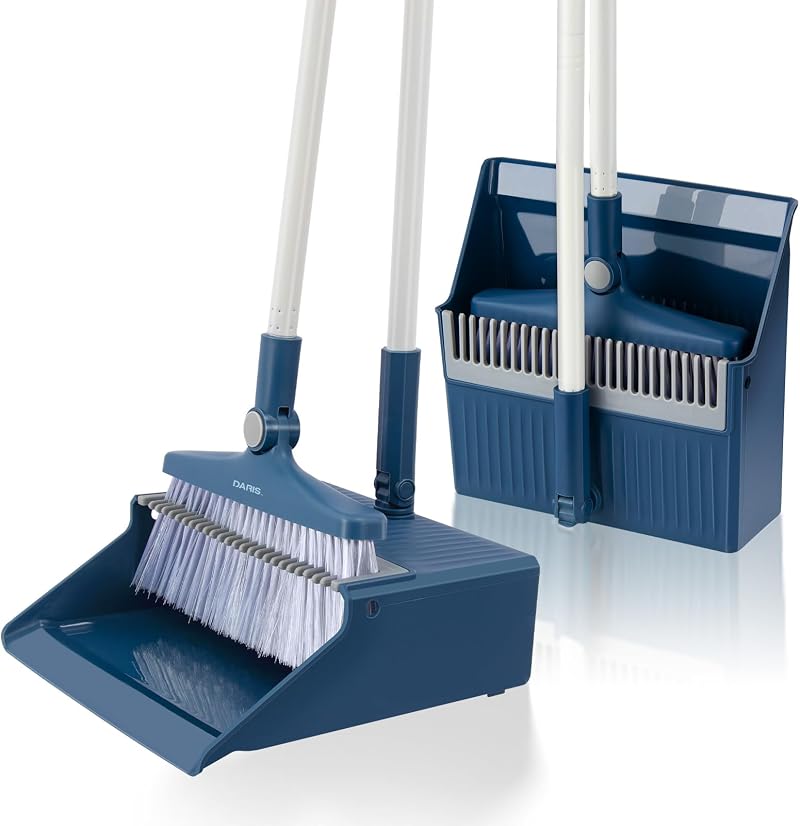 SDARISB Broom Dustpan Set with 127 cm Extendable Handle Rotatable Head
