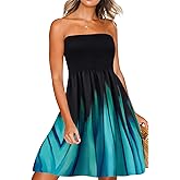 Zyyfly Womens Summer Beach Dresses Strapless Cover Ups Dress Tube Top Sundresses