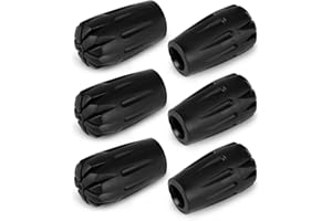 KINGGEAR 6Pcs Trekking Pole Tips Replacement Protectors, Rubber Feet for Walking Stick Tips, Hiking Poles Tips Accessories, 11mm Hole Diameter Fits Most Standard Trekking Sticks