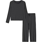Latuza Women's Petite 2 Piece Pj Lounge Set Petite Length Top Wide Leg Pants