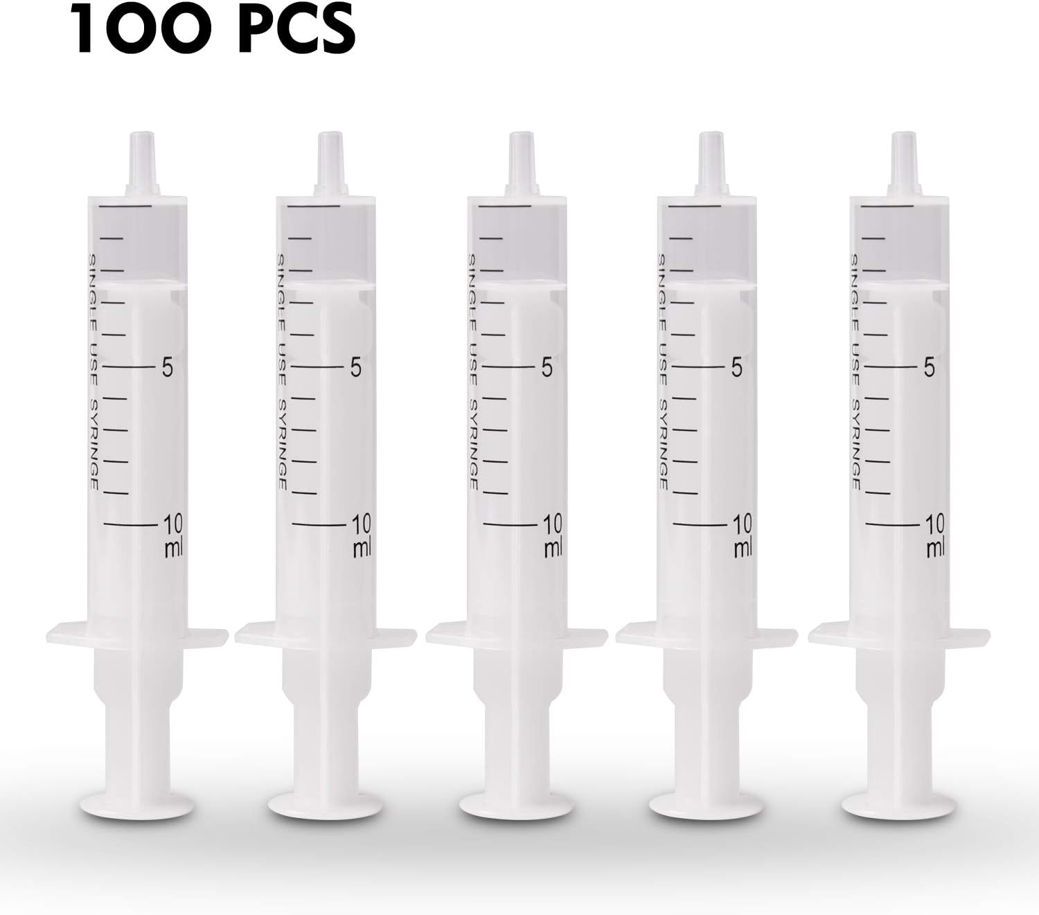 100 Pack 10ml Disposable Large Plastic Syringes Lab Utensils Lab Injection for Scientific Labs, Liquid Dispensing,Watering, Refilling