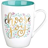 WITH LOVE Inspirational Coffee Mug for Women, Choose Joy Teal w/Gold Accents Motivational Coffee/Tea Cup for Her Birthday, Mother's Day, 12oz Ceramic