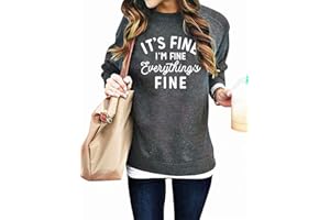VILOVE Funny Sweatshirts for Women It‘s Fine I’m Fine Everything is Fine Shirts Inspirational T-Shirt Cute Sayings Tee Tops