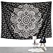 BLEUM CADE Mandala Tapestry Wall Hanging Black & Gray Wall Art Floral Decorative for Bedroom Living Room 51x59 Inches