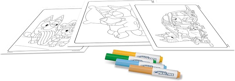 , Color Wonder, kit completo com 18 páginas para colorir e 4 marcadores de colorir sem manchas, com a personagem do Bluey, atividade criativa para crianças dos 3 aos 5 anos, código. 25-2903