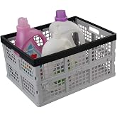 Jekiyo 34-Liter Folding Storage Crates, Plastic Collapsible Basket Set of 1 | Stackable