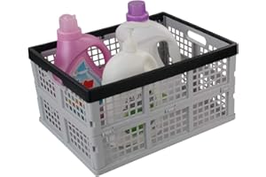 Jekiyo 34-Liter Folding Crates Storage, Collapsible Container Plastic, Set of 1