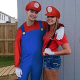 Aomig Mario Costumes 4 Pack Cosplay Accessories Kit Bodysuit Hat Mustache Gloves view 7