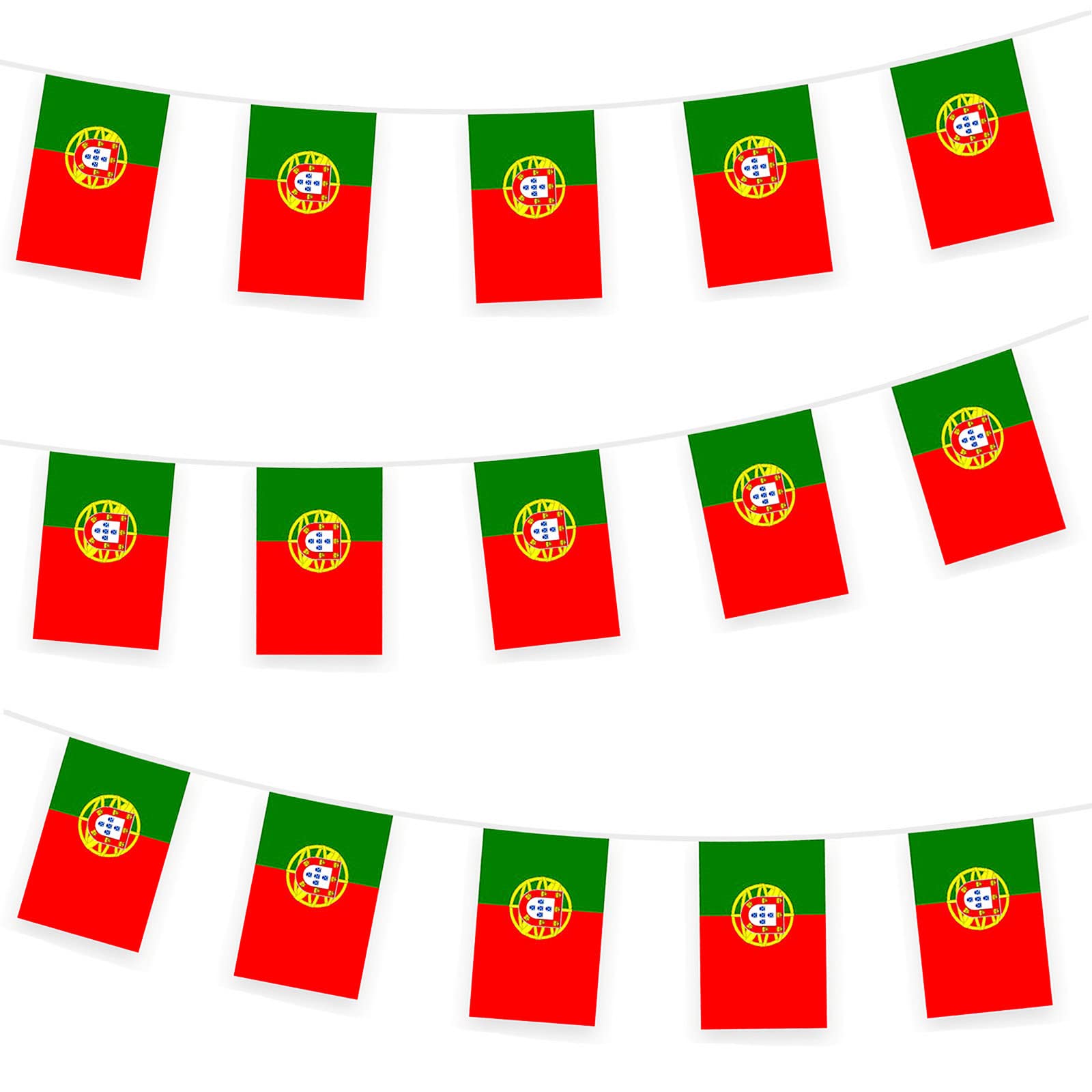 Portugal Bunting Flag Hanging Flag for World Cup 2022 10m/32ft Rectangle Fabric Portugal Flag Banner, Outdoor Indoor Bar Bunting for World Cup Qatar 2022 Decorations Party Supplies