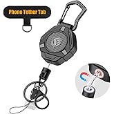 Oaridey Magnetic Retractable Keychain, Heavy Duty Carabiner Badge Holder with Phone Tether Tabs, Tactical ID Badge Reel with 31.8'' Coated Steel Cord and Lobster Clasp, Bearing 10.0 oz - 1 Pack