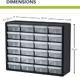Akro-Mils 10124 24-Drawer Plastic Storage Cabinet Black 50.8 W x 16 D x 40.6 H view 3