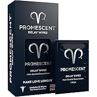Promescent Delay Wipes Sexual Enhancer for Men to Last Longer in Bed, Extended Climax Control with Benzocaine for Male Genita