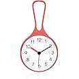Mooas Loop Bathroom & Kitchen Clock, Waterproof Hanging Clock with Hook, Non-Ticking Battery Operated (Orange)