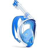 WSTOO Kids Full Face Snorkel Masks,Suitable for Beginners Dry Top Snorkeling Gear,Can Your Mouth or Nose to Breathe,180 Degrees Panoramic View,Anti-Fog Anti-Leak,Summer Travel and Vacationing Gifts