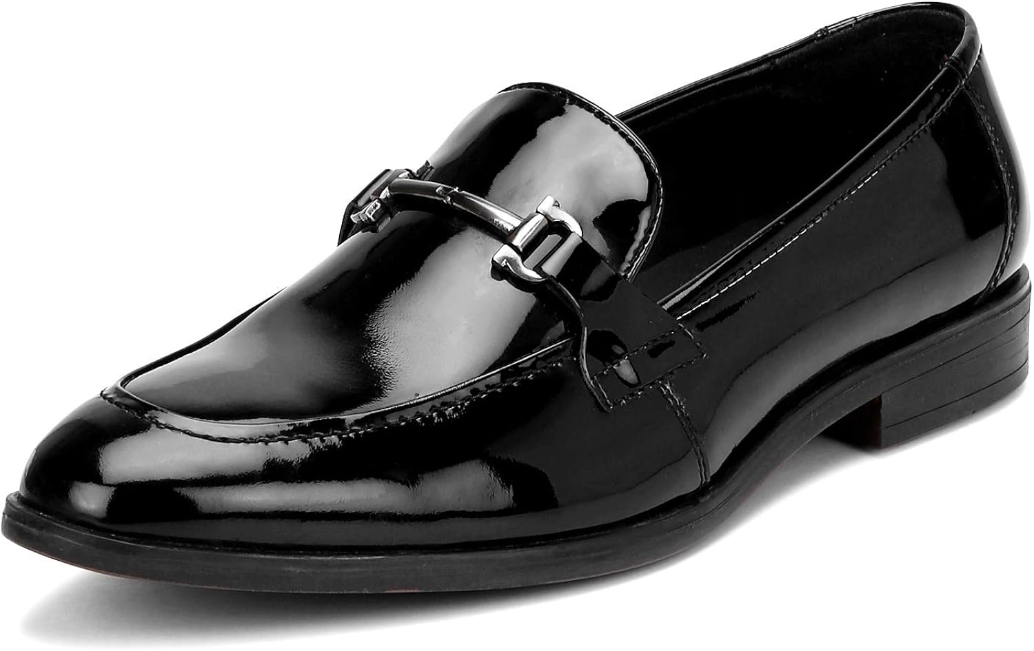 mens black patent leather slip on shoes
