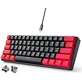 abucow 60% Mechanical Gaming Keyboard Black Switch Wired Compact Keyboard Anti-Ghosting No-Conflict 61 Swappable keycaps Ergo