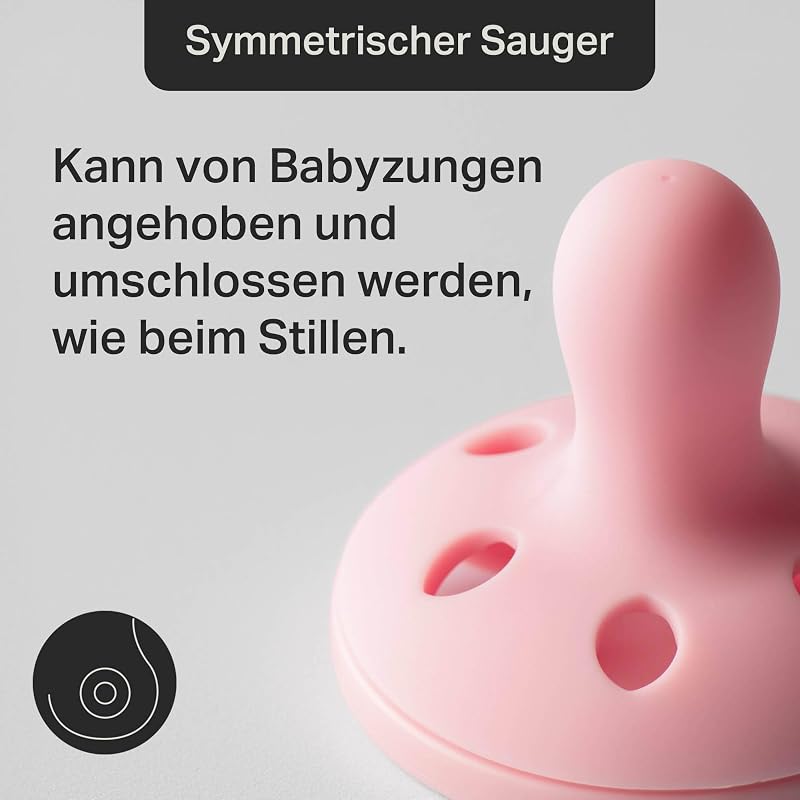 brustähnlicher Schnuller, 0-6m, 4er-Pack, leichtgewichtig, einteiliges Silikondesign, symmetrischer Nuckel