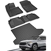 Floor Mats Fit for Hyundai Tucson 2026 2025 2024 2023 2022 Floor Liners & Cargo Mat (Not PHEV) - Custom Fit TPE Heavy Duty All Weather Floor Mats Cargo Liner for Tucson Accessories Black