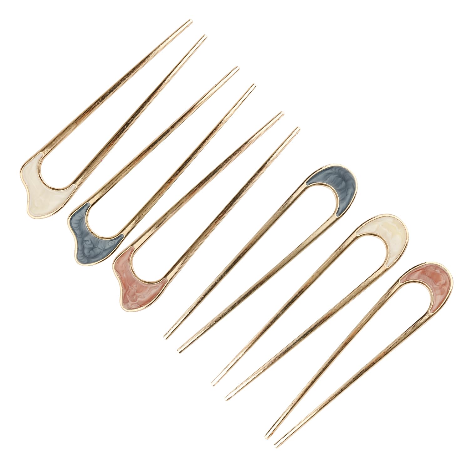 U Shaped Hair Pins-Tabanzhe 6 PCS Metal French Hair Pins French Twist Sticks Fork for Girls Women Hairstyle Accessories Daily Party Dating Wedding