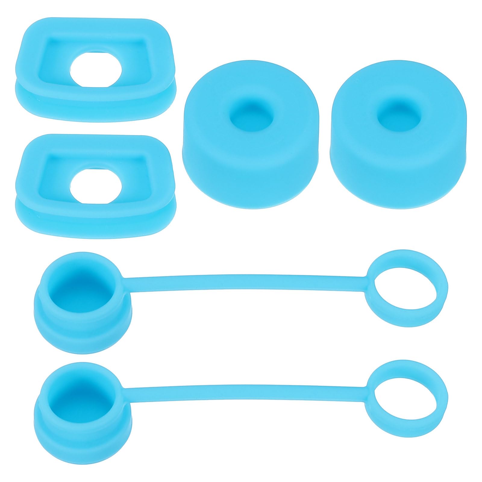 PATIKIL Silicone Spill Stopper for Straw Cup 1.0 40oz/ 30oz, Set of 6 Tumbler Accessories Including 2 Straw Cover Cap, 2 Square Spill Stopper and 2 Round Leak Stopper, Blue