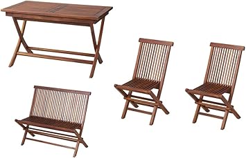 Amazon Co Jp 高級ホテルでも使われる本格派 木製 ガーデンテーブル 4点セット 長方形テーブル 肘無しチェア ベンチ ガーデンテーブルセット 折りたたみ 天然木 チーク材 庭 おしゃれ 折り畳みテーブル チーク ガーデン テーブル 椅子 セット Diy 工具 ガーデン