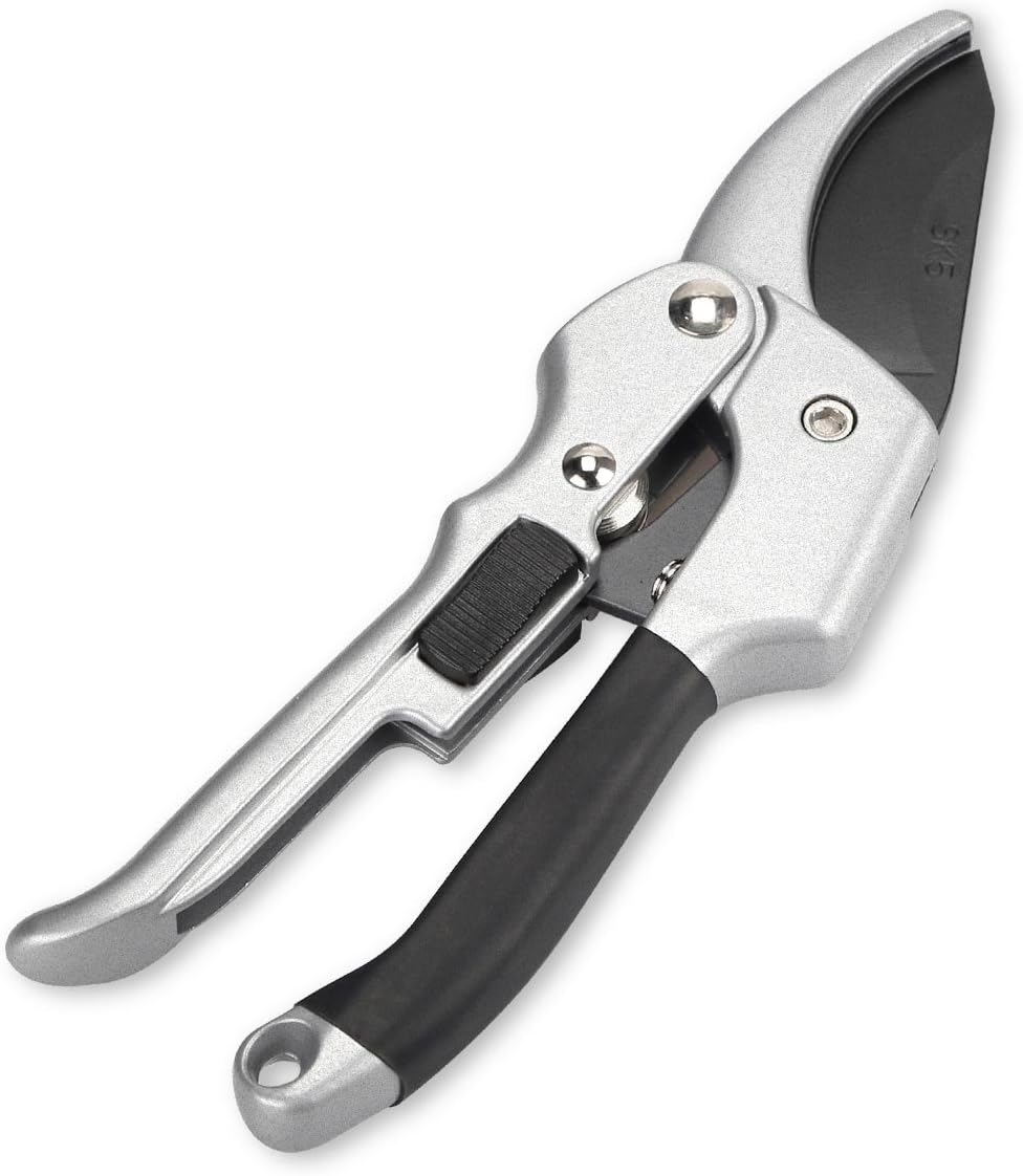 Pruning Shears, 8 inch Professional Hand Pruners Garden Clippers with SK-5 Sharp Steel Blade,Sharp Anvil Pruner with Safety Lock, Less Effort