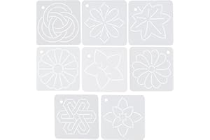 HOODANCOS Flower Line Quilting Stencil 8Pcs Free Motion Quilting Templates with Safe Design for DIY Sewing